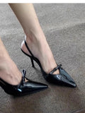 Red Bow Fine Heel High Heels Women 2025 Spring And Autumn New Runway Show Fashion Tip-Tip High-Heeled