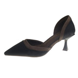 Spring And Summer Sharp Head Thin Heel French Temperament High Heel Single Shoes Women High Color Work Career Hollow Single