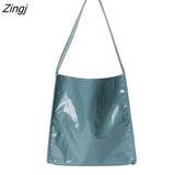 Bags Patent Leather Glossy Chic Fashion Leisure Ins Korean Large Capacity Ladies Tote-bag Ulzzang Folding Students