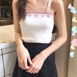 Women Lovely Chic Summer Korean Fashion All-match Slim Girls Crop Top Popular Knitted Preppy Ladies Clothing Camis