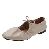 Women 2025 New Women's Shoes Spring Korean Plate Light Mouth Flat Bean Shoes Women's Style Lace Mary Jane