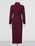 Temperament Set Fall 2025 New Fashion Collar Button Design High Waist Dress
