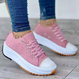 Children's Spring And Autumn 2025 New Canvas Shoes Breathable High-Help Casual Women's Shoes Thick Soles Lace Casual
