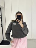 Women's Casual Half-Zip Embroidery Loose Long-Sleeved