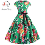 Women Vintage Dress White Polka Dot Summer Dresses Pin Up Print Retro 50s Rockabilly Party Sundress