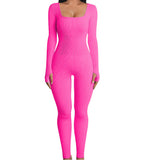 And Summer Threaded Collar Hips Sexy Yoga Sports Long-Sleeved Short-Sleeved Jumpsuit Trousers