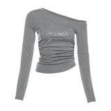 Sales Of 100,000] Trendy Letter Scald Collars With Long-Sleeved T-Shirt Girls Folded Thai Hottie