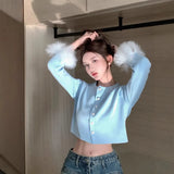 Short Autumn Dress Women Autumn Small Design Feeling Long-Sleeved Fur Coat Gentle Wind 2025 Cardigan Small