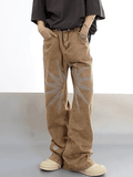 Men's Vintage Wash Embroidered Ankle Flare Jeans-Outfit