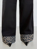 Straight Trousers Feet Spliced Leopard Trousers Babes Essential Personality Leopard Print Base Black High-Waisted Thin