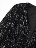 Black Sequin Dress Woman Glitter Velvet Blazer Dress Women Long Sleeve Short Dresses Autumn Winter Elegant Party