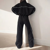 New Casual Long-Sleeved Sweatshirt With Striped Trousers Fashion Suit For