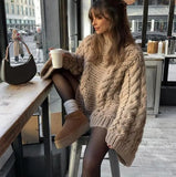 Women's INS Burst Round Horn Horn Sleeve Knitted Loose
