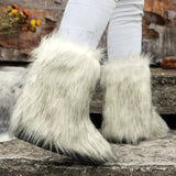 2025 New Flower Long-Haired Long-Haired Sleeve Snow Boots Women's Large Size Hairy Female
