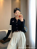 Bumping Color With A Soft Glutinous Wool Knit POLO Collared Thin Coat Female Spring Animal Embroidered