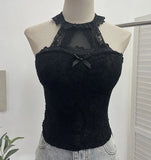 Shot With Chest Pad Hanging Neck Lace Sexy Sling Vest Short Babes Bottom Sleeveless Top