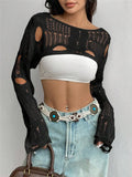 Spring And Summer New Tuk Hollow Hole Design Knitted Shirt Short