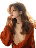 Year's Popular Color Round-Neck Sweater Women Winter Han Wear A Small Knitted Shirt Lazy Style Good-Looking
