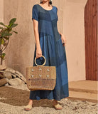 Zingj 2023 New Vintage Loose Waist Pocket Dress Casual Plaid Print Patchwork Women's Dress-Outfit