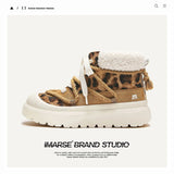 Shoes Classic Yellow Boots Winter Thick Warm Cotton Shoes Short Barrel Snow Boots Men And Women The Same Leopard-Print Martin
