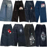 Zingj Y2K Baggy Jeans Men's Pattern Hip-Hop Street Harajuku Men's Wide-Legged Pants 211-0-Outfit