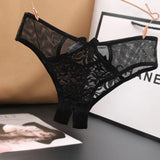 Lace Opening Hollow Pants To Seduce Low-Rise Trousers Transparent Color Mesh