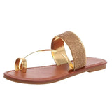 New Jacket With Water Drill Flat-Bottom Slippers Women Summer Wear Large-Size Dew Beach Cool Slippers