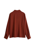 Fashion Turn Down Collar Shirt Women Summer Korean Vintage Loose Long Sleeve Single Breasted Casual Female Blouse Tops