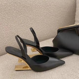 Color Pointed Head Behind The High Heel Sandals Women 2025 Summer New Loose With Metal Heel Temperament Single