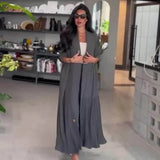 Zingj 2024 New Women's Solid Color Casual Fashion Long Windbreaker Pants Suit-Outfit