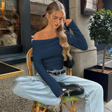 Zingj Women's Fall 2024 New Fashion Hot Girl Street Style Sexy One Word Shoulder Temperament Slim