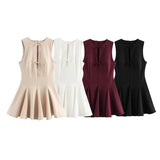 New Wide Swing Bow Trim With Sleeveless Dress