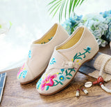 Zingj Glory Morning Glory Embroidery Flowers Round Head Spring Autumn Women's Shoes Single Shoes Canvas Embroidered Cloth