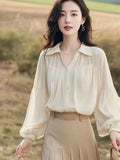 Chiffon Shirt Women 2025 New Spring Temperament T-Shirt Fashion Fashion Fashion High-End Feel French