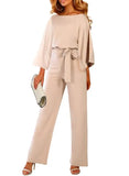 Fashion Batwing Long Sleeve Lace-up One-piece