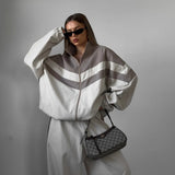 Women's Fashion Street Sports Style Spliced Wind Jacket Set Two Sets Of Women's Spring And Autumn Loose