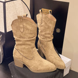 Autumn And Winter Fashion Boots Coarse And Retro Lazy Wind Chivalrous Languid Boots Piles Of Boots Meirad Pointed Women's