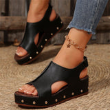 New Summer Women's Thick-Sed Fish Mouth Sandals Large-Size Magic Thick-Soled