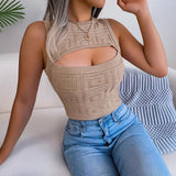 Wind Shooting Spring And Summer Sexy Hollow Sleeveless Collection On The Body Of The Umbilly Knitted
