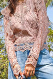 Blouse Women long sleeve White Hollow Out Shirt Ladies Elegant Long Sleeve Zipper tops Office Lady Fashion Blusas
