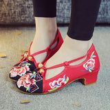 Zingj Not Include Shoe Box Single Shoes Swing Small Square Heel With A Word Retro Plate Buckle Lady Style Dance Shoes Embroidered Cloth