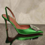 Water Drill Buckle Head Sandals Women Open Spring New Pointed Fine Heel High Heels Of The Hollow Banquet Cloth High