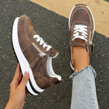 Casual Sneakers Women's 2025 New Fashion Slope And Thick-Soled Tie With Women's Sports Single