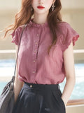 Ear Collar Simple Small Flying Sleeve Shirt Female Design Sense Of Small Summer Single Special Beautiful Shirt