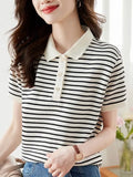 Polo Collar Top Women's Summer 2025 New Age-Reduced Gas Chic Short-Sleeved T-Shirt Women's Summer