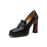 Women's Coarse Heel Waterproof Table 2025 New British Retro Casual Head Single