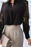 Sexy Lace Hollow Out Women Blouse Streetwear 2023 Autumn Black Button Up Shirts Green Top Long Sleeve Mesh Design