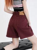 Zingj Denim Shorts Female Summer Thin 2024 New Design Sense Small High Waist Show Thin Wide Leg Five Split