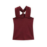 Women's Clothing INS Net Red Pop Sexy Hot Babes Gold Set And Knots Vest