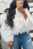 Hot Sale Fashion Women Chiffon Long Sleeve Shirt High Quality Lady Clothes White Chic Sexy Short Women Shirts